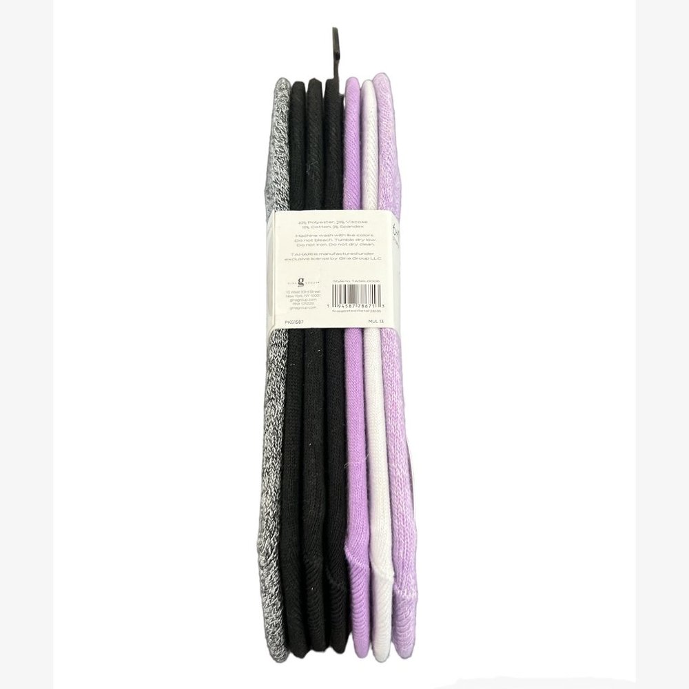 NEW Tahari 7 Pairs Sneaker Liners With Silicone Grippers, Purple/ Black/ Grey